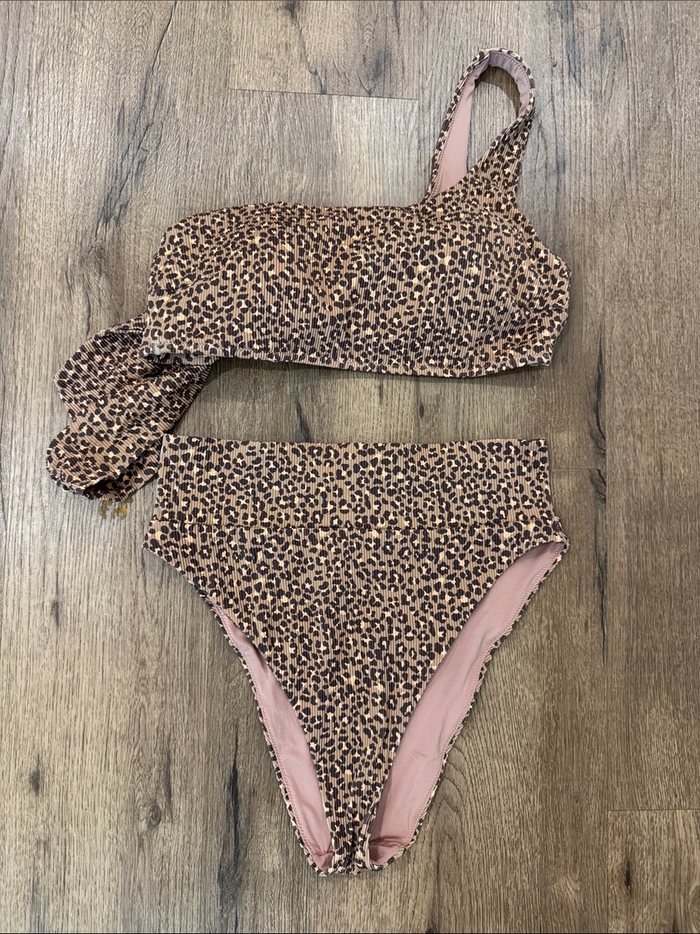 aerie Leopard Print One-Shoulder Bikini